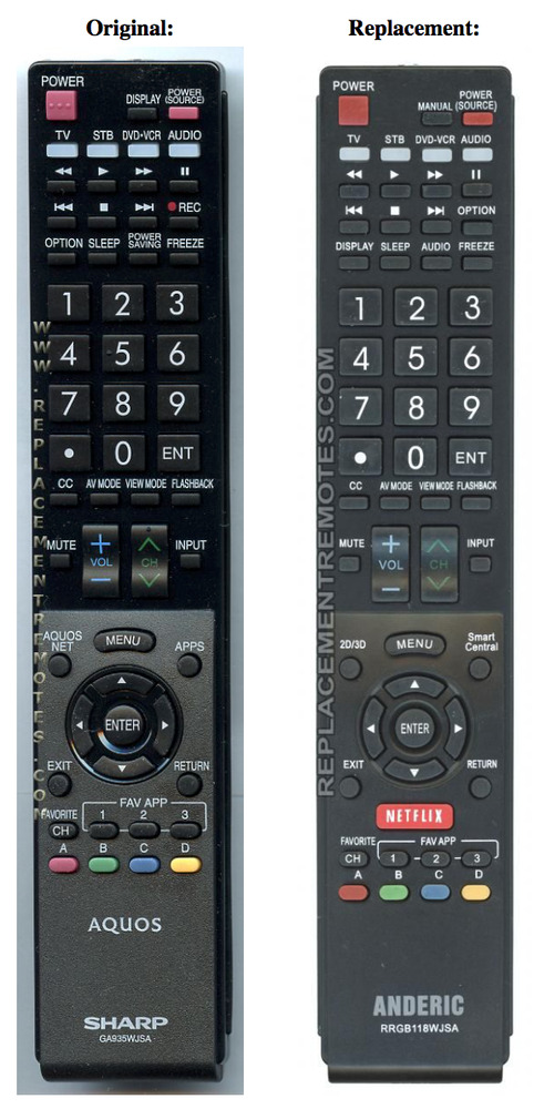 sharp tv remote control replacement